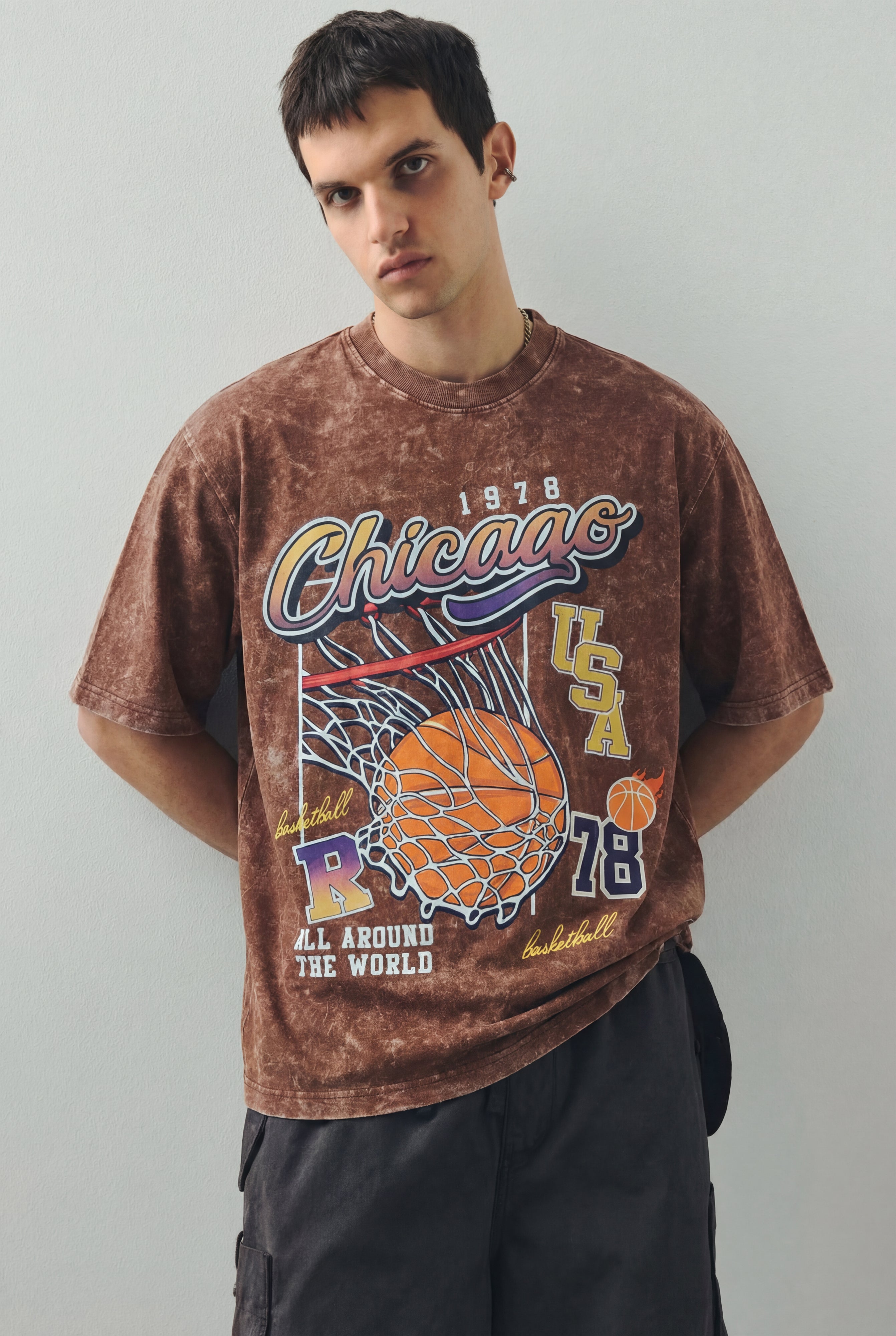 The Chicago Basketball Brown Oversized Tshirt
