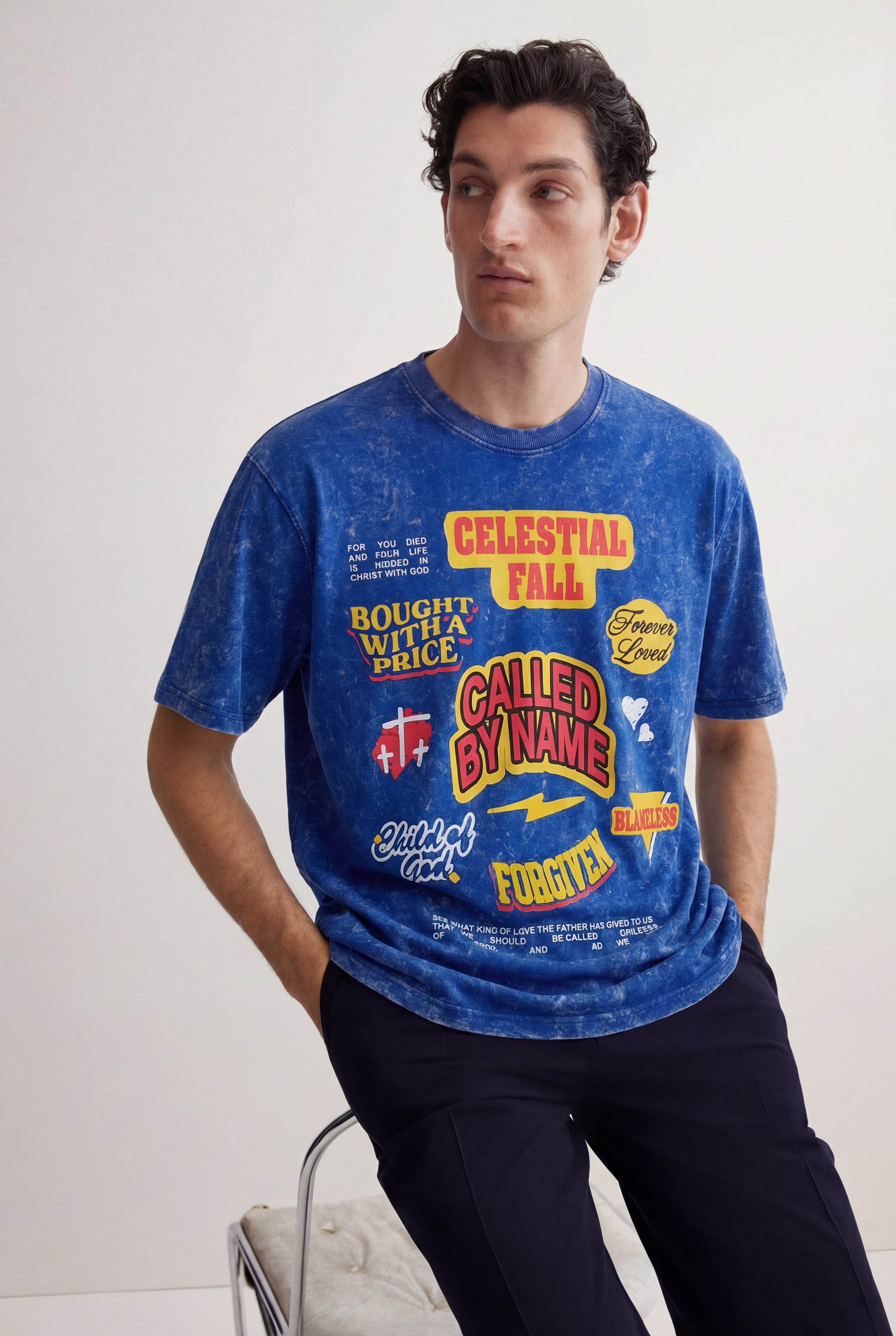 Celestial Fall Blue Oversized Tshirt