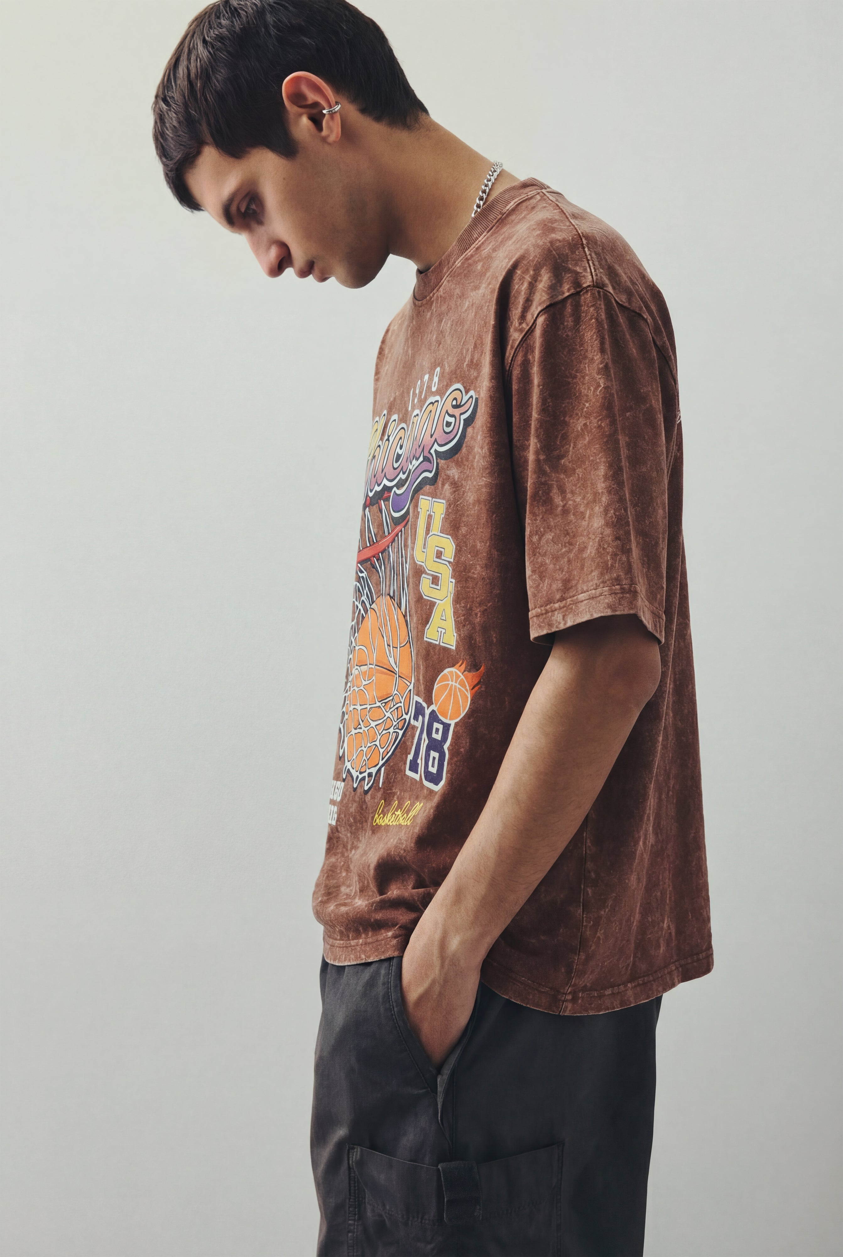 The Chicago Basketball Brown Oversized Tshirt