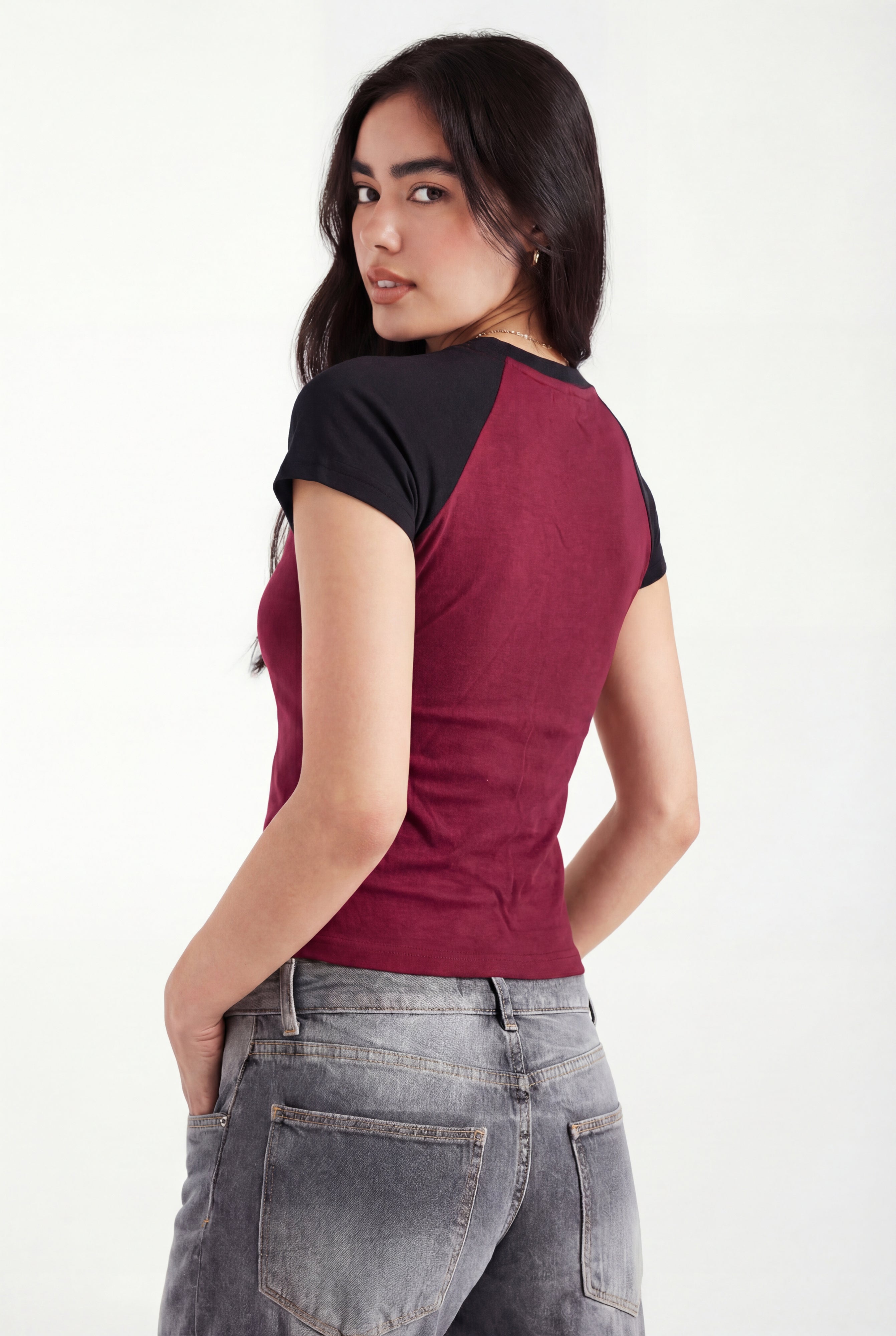 SPIDER WEB HEART RAGLAN CROP TOP