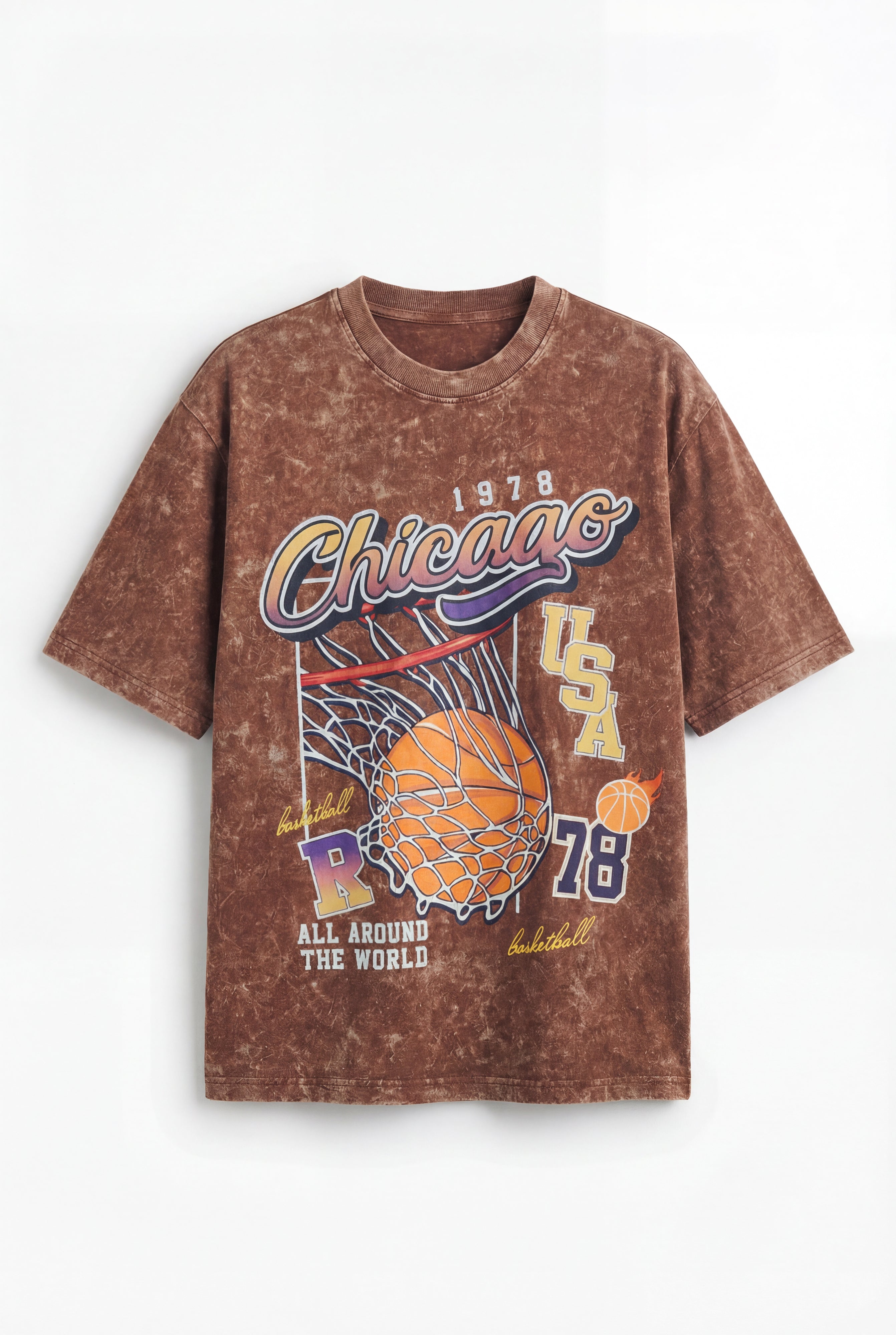 The Chicago Basketball Brown Oversized Tshirt
